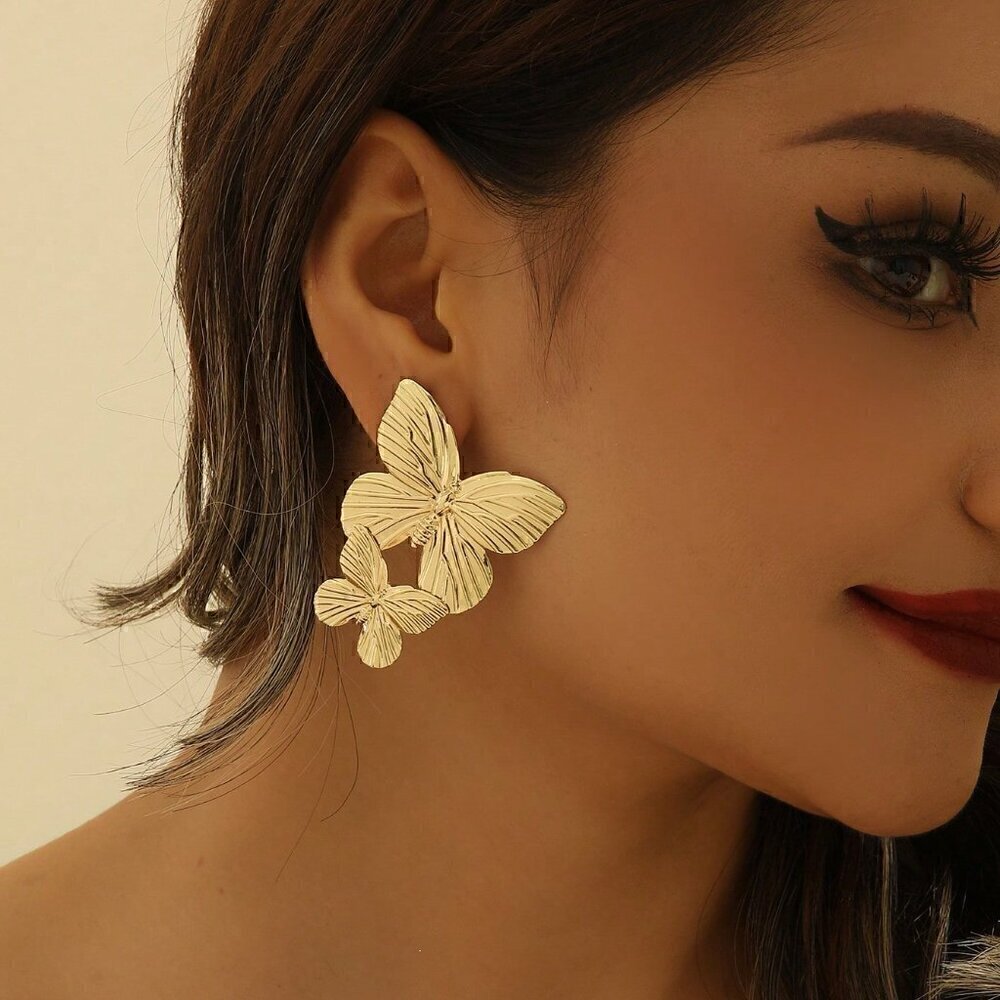 Women's  Of Gold Butterfly Stud Earrings
